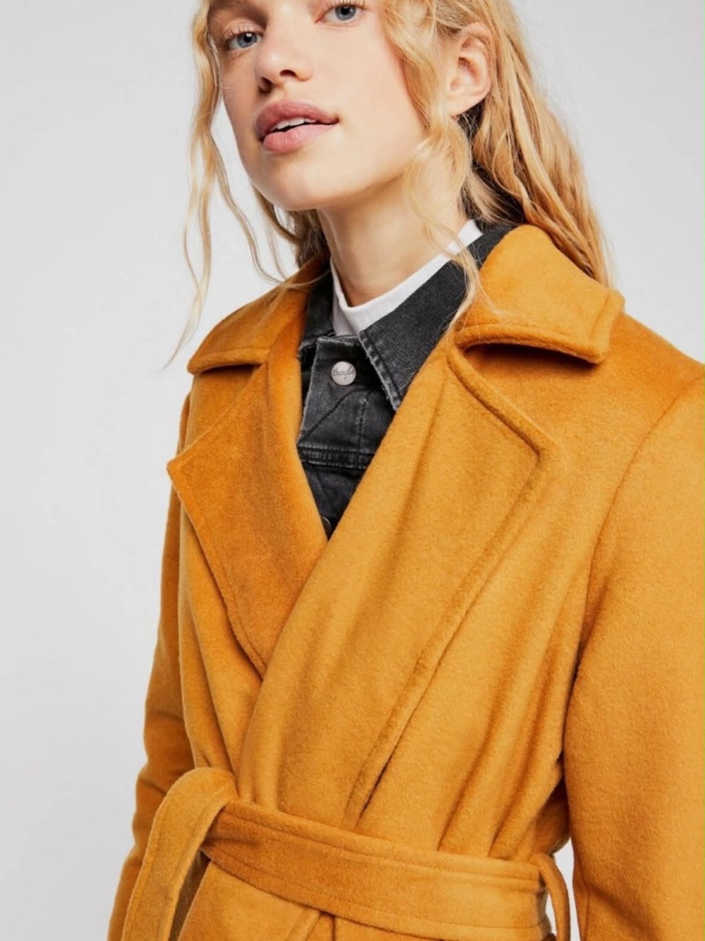 Free People Ochre Wrap Belted Trench Coat #22